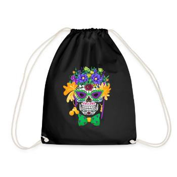 Mardi Gras Costume Flower Sugar Dia De Los Muertos - Drawstring Bag - black - Front