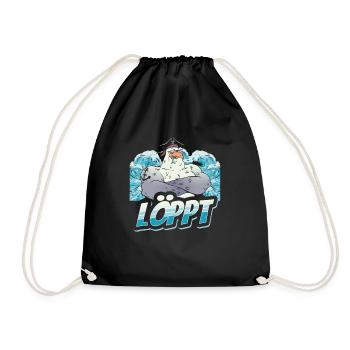 Löppt Retro - Turnbeutel - Schwarz - Vorne
