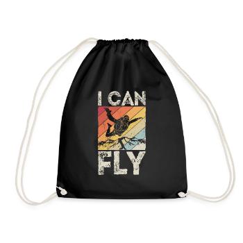 I CAN FLY - Skydive Fallschim Sprung Action Höhe F - Turnbeutel - Schwarz - Vorne