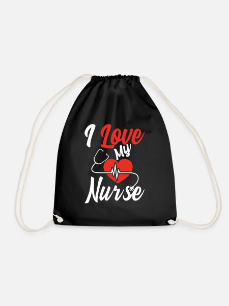I love my nurse - Drawstring Bag - black