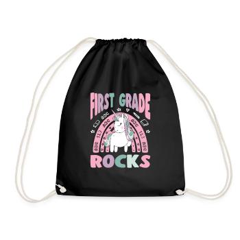 School Starters First Grade Rocks Unicorn - Turnbeutel - Schwarz - Vorne