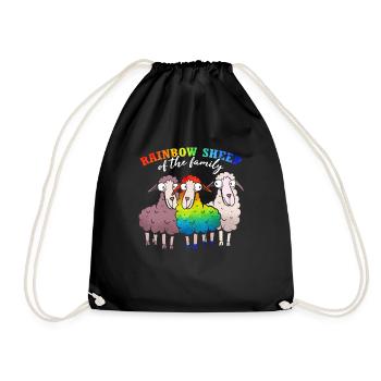 Rainbow Sheep Of The Family - Drawstring Bag - black - Front