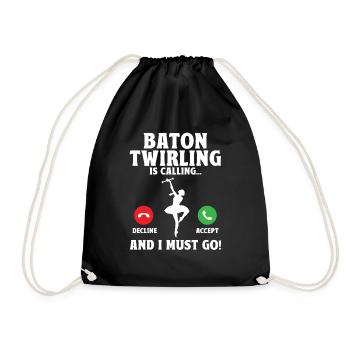 Tambourstab swirling - Drawstring Bag - black - Front