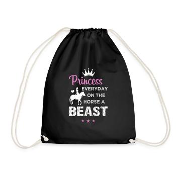 Princess Everyday Beast Reiterin Pferde Spruch - Turnbeutel - Schwarz - Vorne