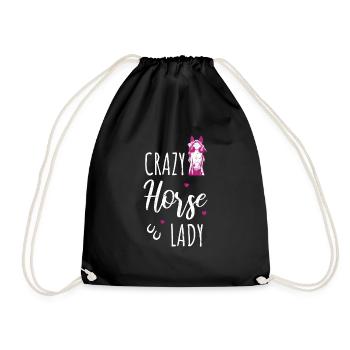 Lustiger Pferde Spruch Crazy Horse Lady Pferd - Turnbeutel - Schwarz - Vorne
