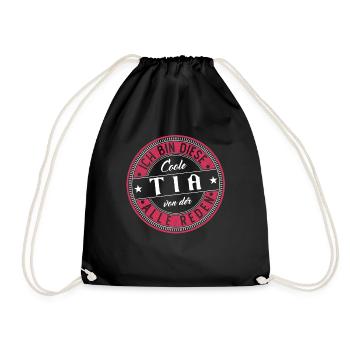 Tia Geschenkidee Geschenk Geburtstag - Turnbeutel - Schwarz - Vorne