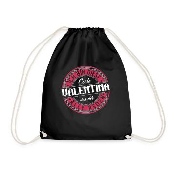 Valentina Geschenkidee Geschenk Geburtstag - Turnbeutel - Schwarz - Vorne