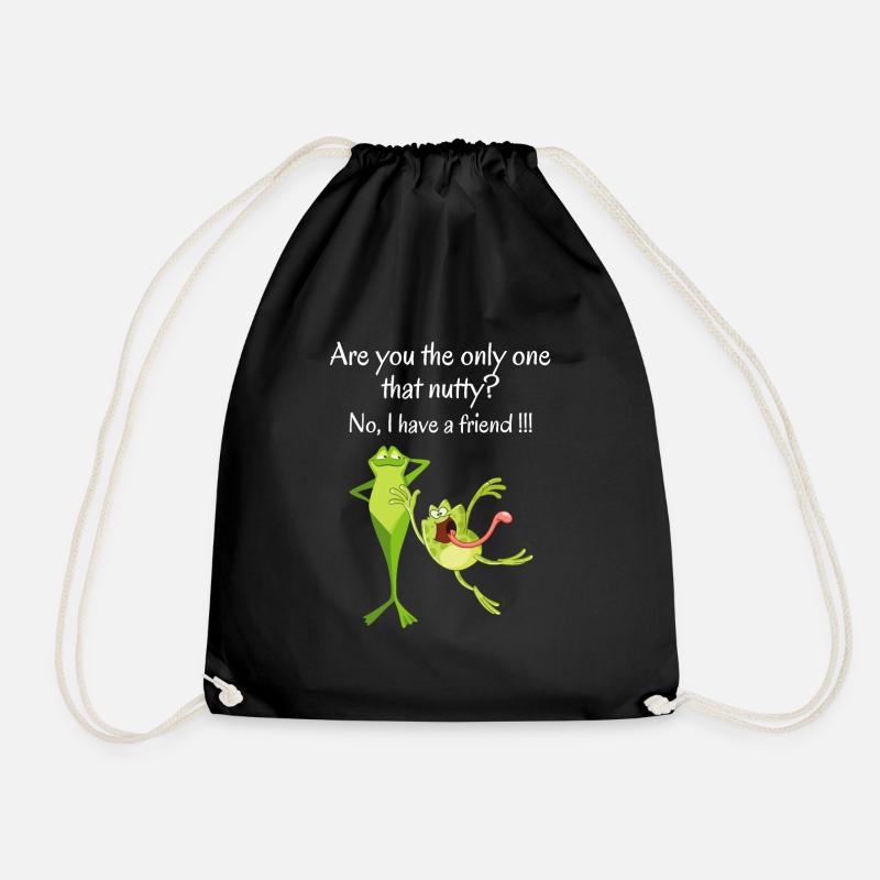 Cute and Funny Frog Design with Cool Slogan - Drawstring Bag - black