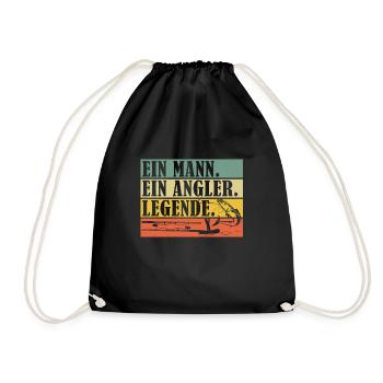 Angeln Geschenk Fischer Angler Petri Heil Rute - Turnbeutel - Schwarz - Vorne