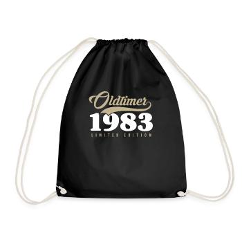 40th birthday vintage 1983 - Drawstring Bag - black - Front