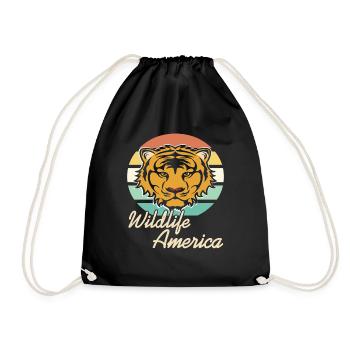 Wildlife America Retro Tiger Animal Lover Designs - Turnbeutel - Schwarz - Vorne