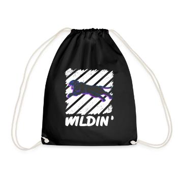 WILDIN' Vintage Panther Wildlife Designs - Drawstring Bag - black - Front