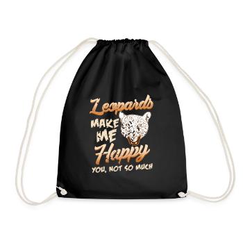 Leopards Make Me Happy You Not So Much Retro Funny - Turnbeutel - Schwarz - Vorne