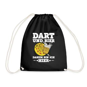 Dart und Bier Darum Bin Ich Hier - Turnbeutel - Schwarz - Vorne