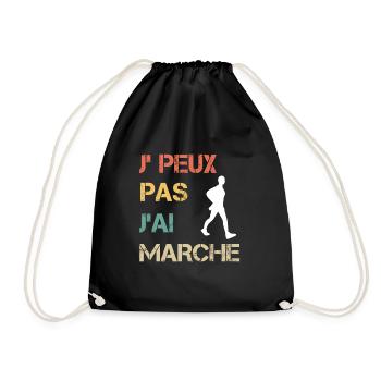 Je peux pas j'ai marche vintage drôle - Sac de sport léger - noir - Devant