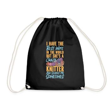 Knitting Knitter Wife Husband - Turnbeutel - Schwarz - Vorne