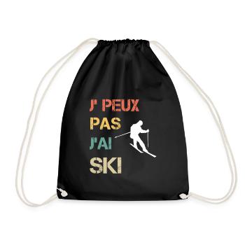 Je peux pas j'ai ski vintage drôle - Sac de sport léger - noir - Devant