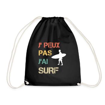 Je peux pas j'ai surf vintage drôle - Sac de sport léger - noir - Devant