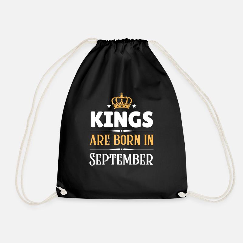 Kings are born in September - Drawstring Bag - black