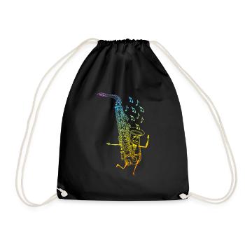 Saxophone Male Saxophonist Sax Player - Drawstring Bag - black - Front