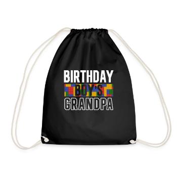 Birthday boy Grandpa building blocks - Drawstring Bag - black - Front