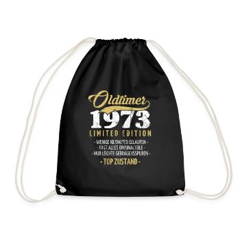 50th birthday Vintage 1973 - Drawstring Bag - black - Front