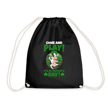 Cute cow shamrocks Saint Patrick's Day - Drawstring Bag - black - Front