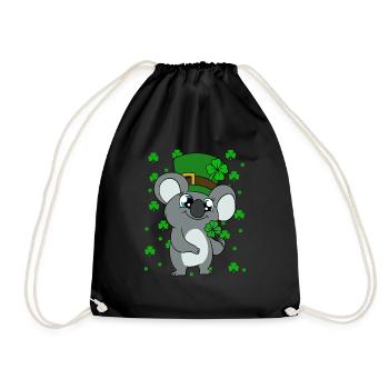 Cute Koala with Hat Saint Patrick's Day - Drawstring Bag - black - Front