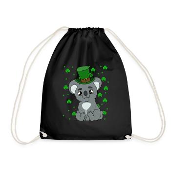 Cute Koala with Hat Saint Patrick's Day - Drawstring Bag - black - Front