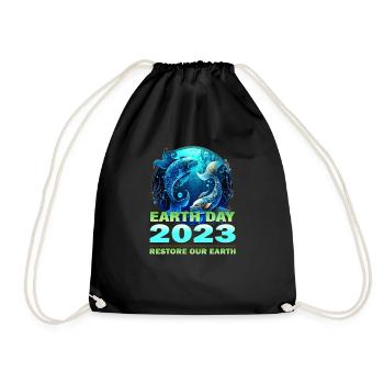 Earth Day Celebration 2023 Theme: Restore Our Eart - Drawstring Bag - black - Front