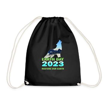 Earth Day 2023 Restore Our Earth - Drawstring Bag - black - Front