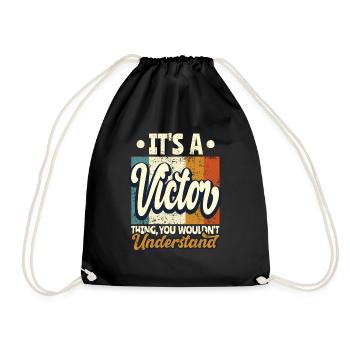 Name Victor Gift Birthday Quote - Drawstring Bag - black - Front