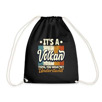 Name Volkan Gift Birthday Saying - Drawstring Bag - black - Front
