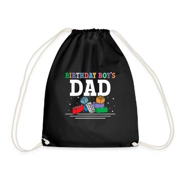 Father of birthday boy builds building blocks - Drawstring Bag - black - Front