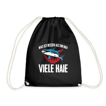 Was ist besser als ein Hai? Viele Haie - Turnbeutel - Schwarz - Vorne