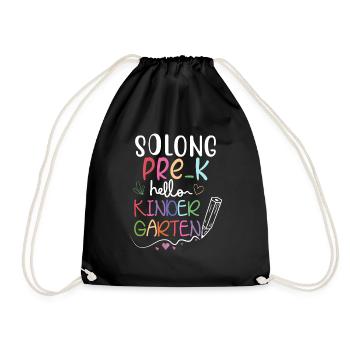 So Long Preschool Hello Kindergarten Teacher Kids - Drawstring Bag - black - Front