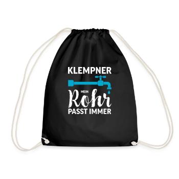 Klempner I Heizungsbauer Heizung Motiv für - Turnbeutel - Schwarz - Vorne