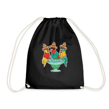 Tequila Drinking Parrots Cinco De Mayo Mexico - Drawstring Bag - black - Front