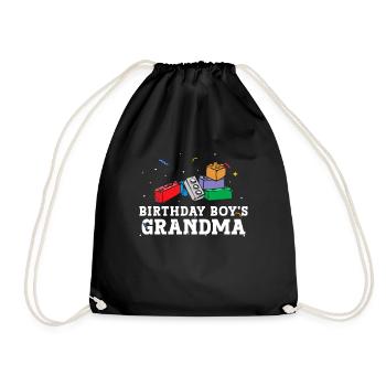 Birthday Kids Grandma Building Blocks - Drawstring Bag - black - Front