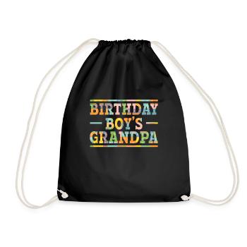 Birthday boy Grandpa building blocks - Drawstring Bag - black - Front