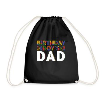 Father of birthday boy builds building blocks - Drawstring Bag - black - Front