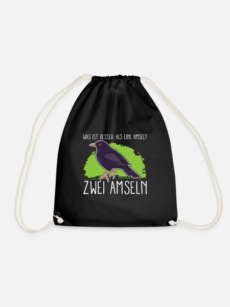 Was ist besser als eine Amsel? Zwei Amseln - Turnbeutel - Schwarz
