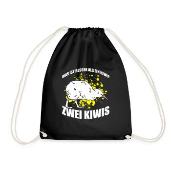 Was ist besser als ein Kiwi? Zwei Kiwis - Turnbeutel - Schwarz - Vorne