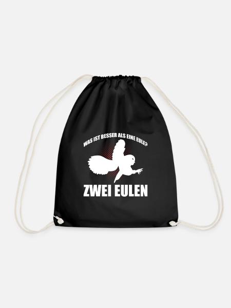 Was ist besser als eine Eule? Zwei Eulen - Turnbeutel - Schwarz