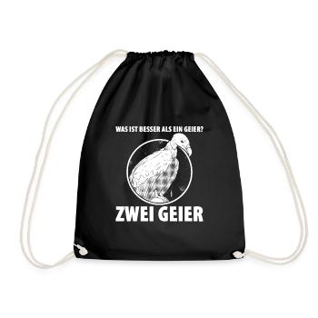 Was ist besser als ein Geier? Zwei Geier - Turnbeutel - Schwarz - Vorne