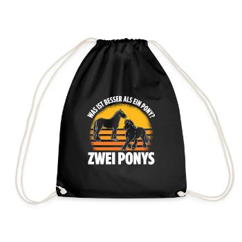 Was ist besser als ein Pony? Zwei Ponys - Turnbeutel - Schwarz - Vorne