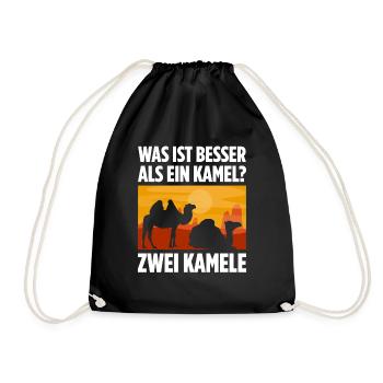 Was ist besser als ein Kamel? Zwei Kamele - Turnbeutel - Schwarz - Vorne