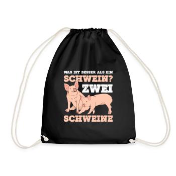 Was ist besser als ein Schwein? Zwei Schweine - Turnbeutel - Schwarz - Vorne