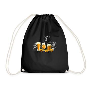 Skelett Bier Halloween Biertrinker Bier - Turnbeutel - Schwarz - Vorne