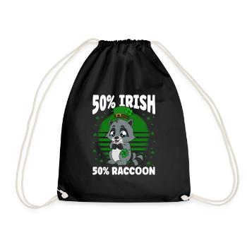 Waschbär Kleeblätter Saint Patrick's Day - Turnbeutel - Schwarz - Vorne